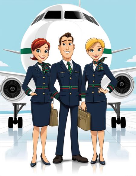 02852-3027700820-((a pixar 3d render of a group of three women and a man standing in front of a plane, alitalia_woman_jacket, alitalia_blue_silk_.png